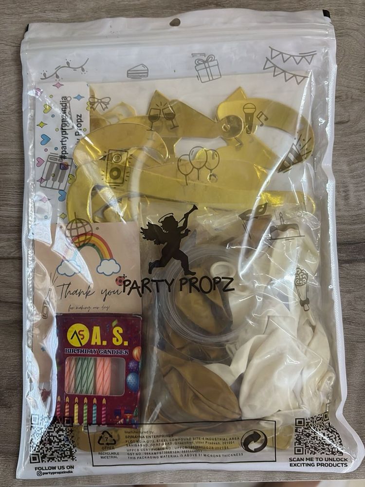 Party props- Golden Happy Birthday banner &amp; more.