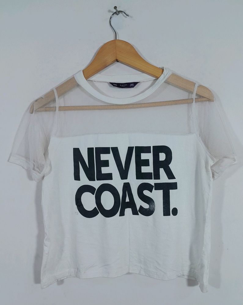 Burton White Printed Crop Top (Women)