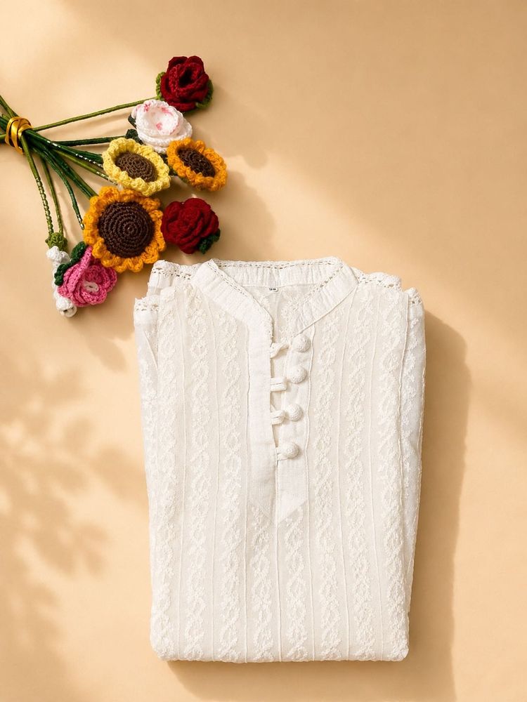 Elegant White Chikankari Short Kurti
