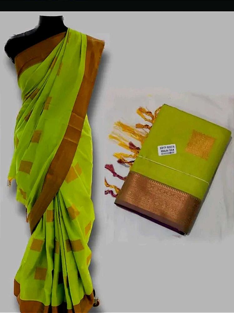 Vibrant Green soft silk allover boota Saree