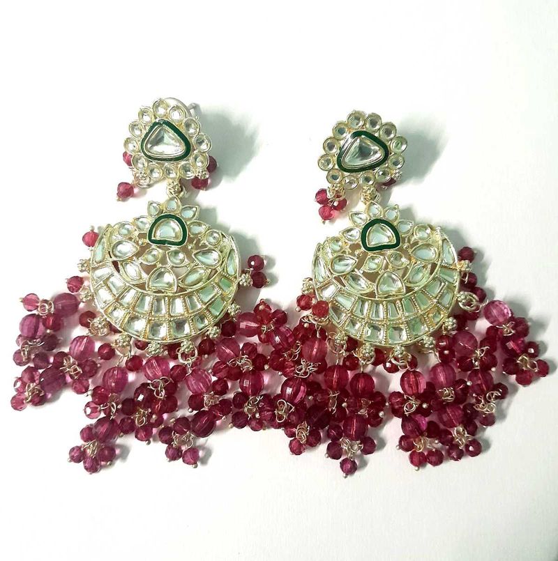 Exquisite Kundan &amp; Ruby Dangler Earrings