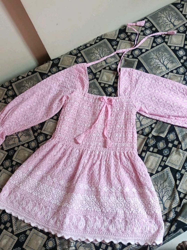 Pink Chikankari Kurta