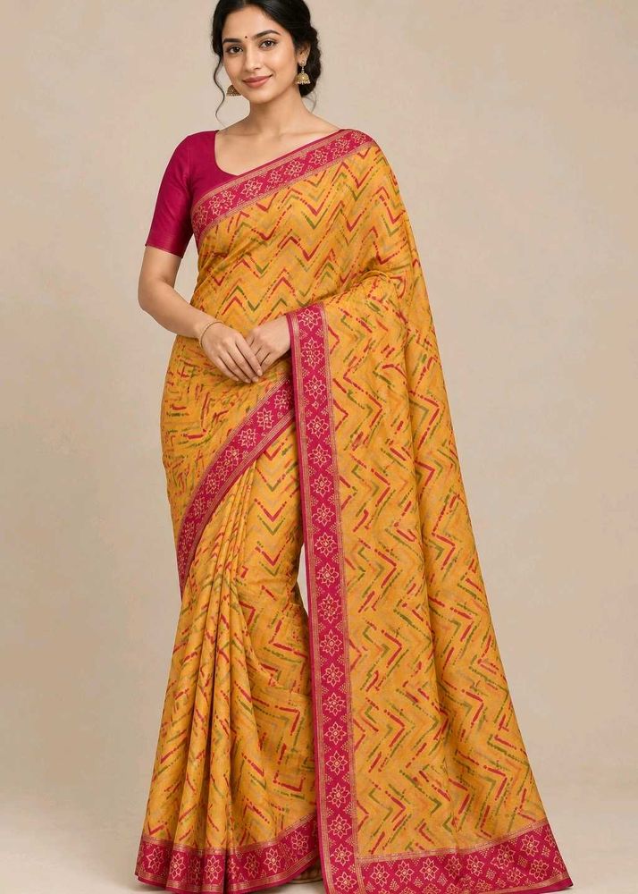 Elegant Yellow Printed Saree