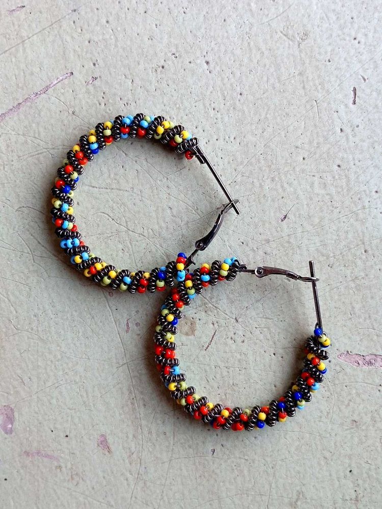Boho Beaded Hoop Earrings