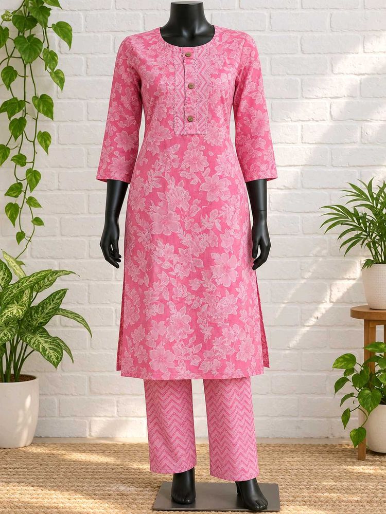 Pink Floral Kurta