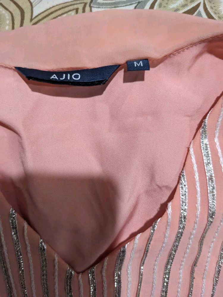 AJIO Peach Georgette Kurti- Size M
