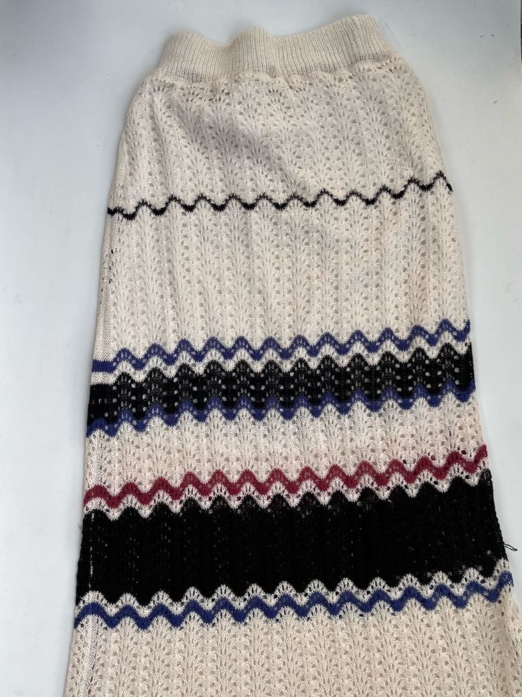 Boho Striped Knit Maxi Skirt
