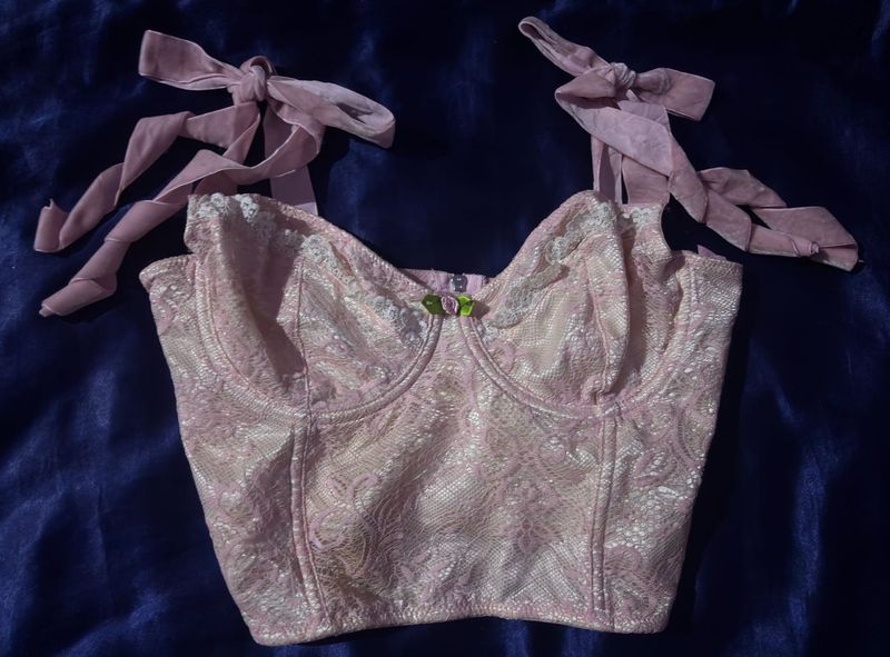 Lace baby pink Corset top