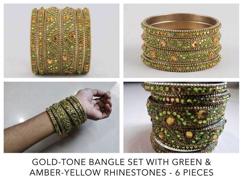 Gold-Tone Rhinestone Bangle Set