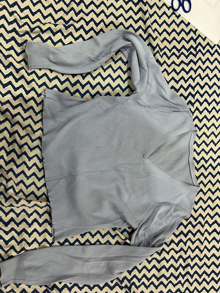 A Blue Woolen Crop Top