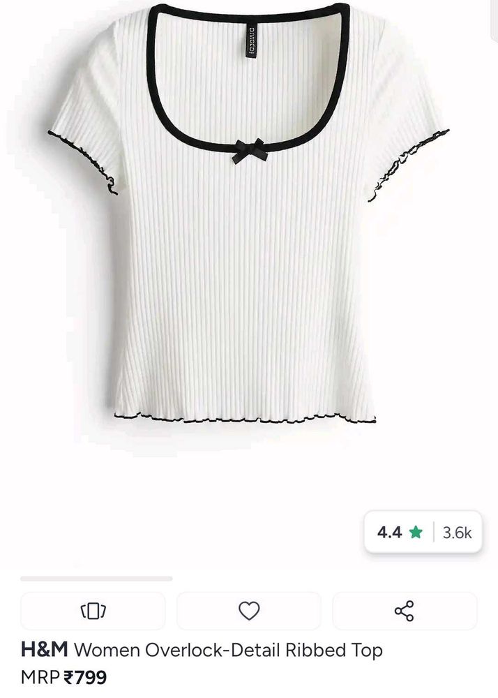 Ribbed Crop Top with Black Trim