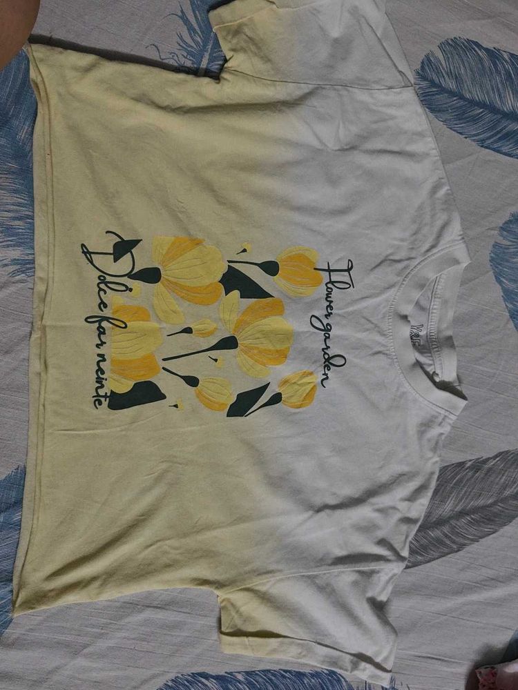Yellow Gradient Floral T-Shirt