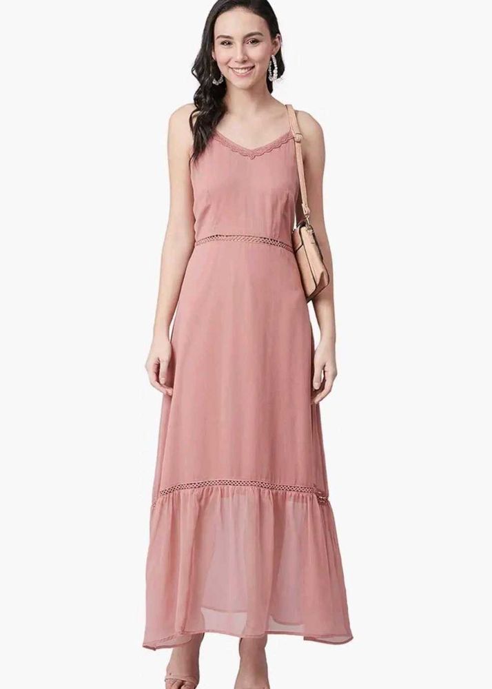 Carlton London Peach A-Line Maxi Dress