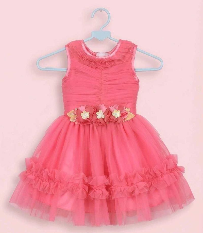 Gorgeous Pink Net Party Wear Frock &amp; Dress for Bab