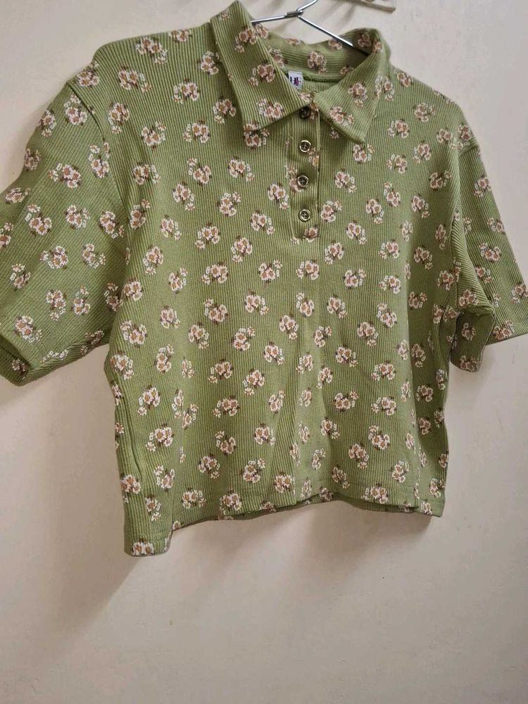 Floral Polo Crop Top