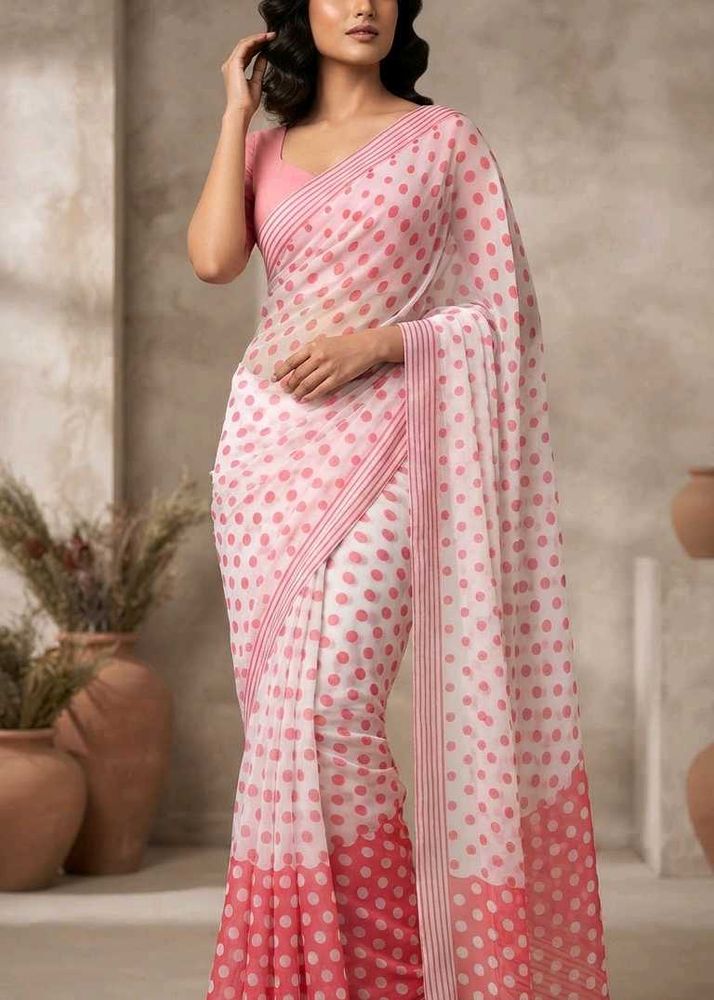 Chic Polka Dot Saree