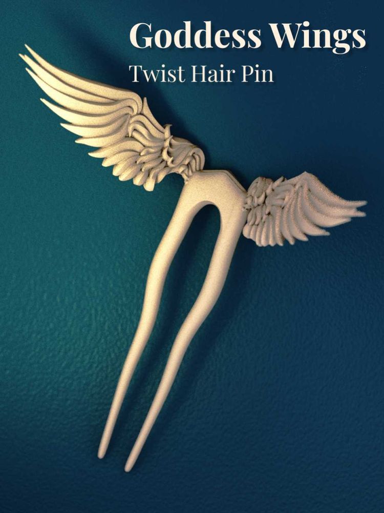 Goddess Wings Twist Hair Pin 3d printed