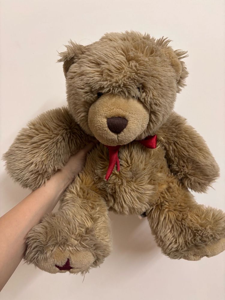 Soft Brown Teddy Bear with Red Bow