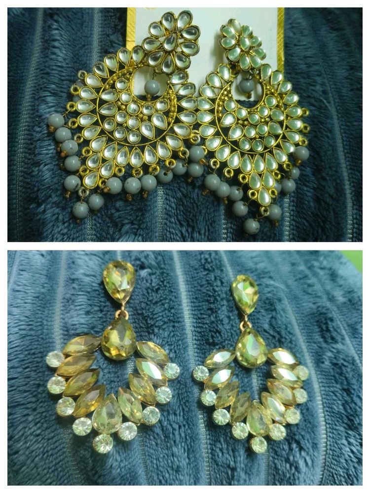 Elegant Kundan &amp; Crystal Dangle Earrings