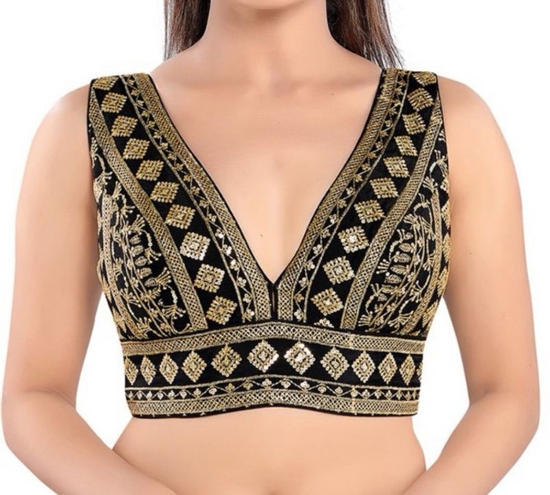 V Neck Heavy Embroidery Blouse