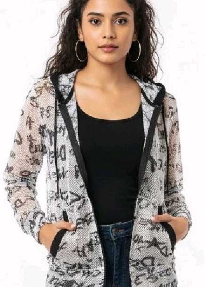 Graffiti Mesh Zip-Up Hoodie