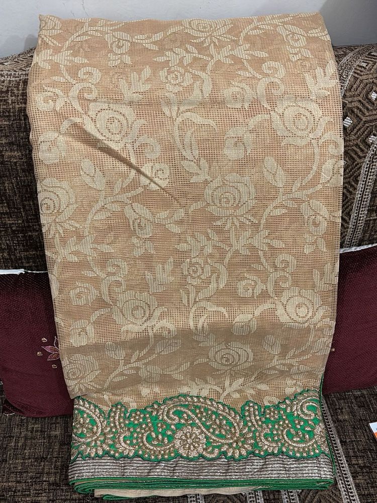 Elegant Beige Floral Saree