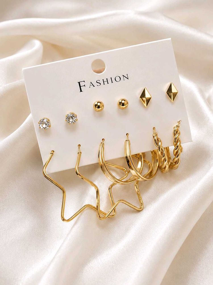 Anti-Tarnish Gold Tone 6 pair of Earring Set