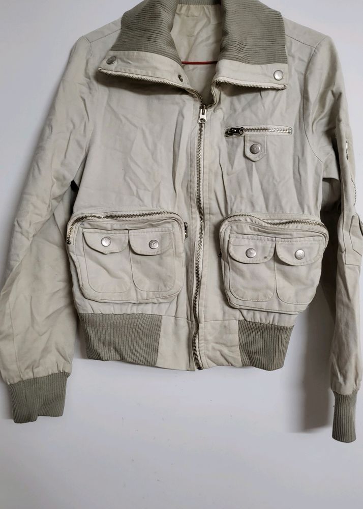 Stylish Military Pockets Jacket