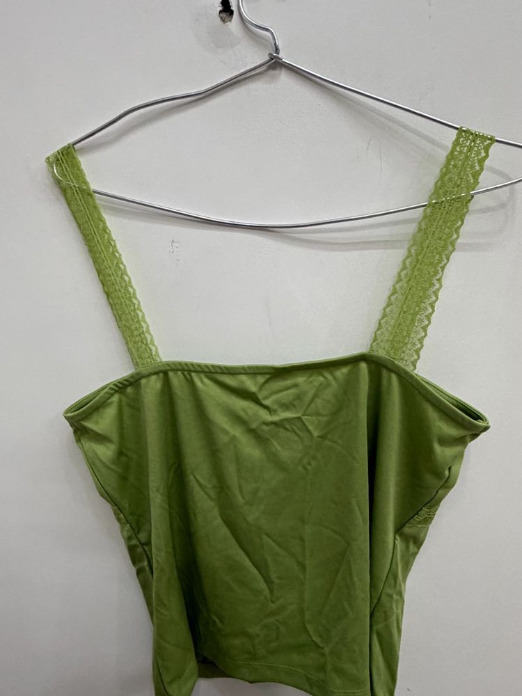 Shein Chic Green Lace Strap Crop Top