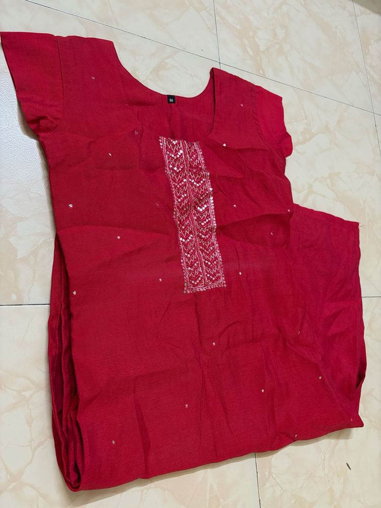 Elegant Red Embroidered Kurta
