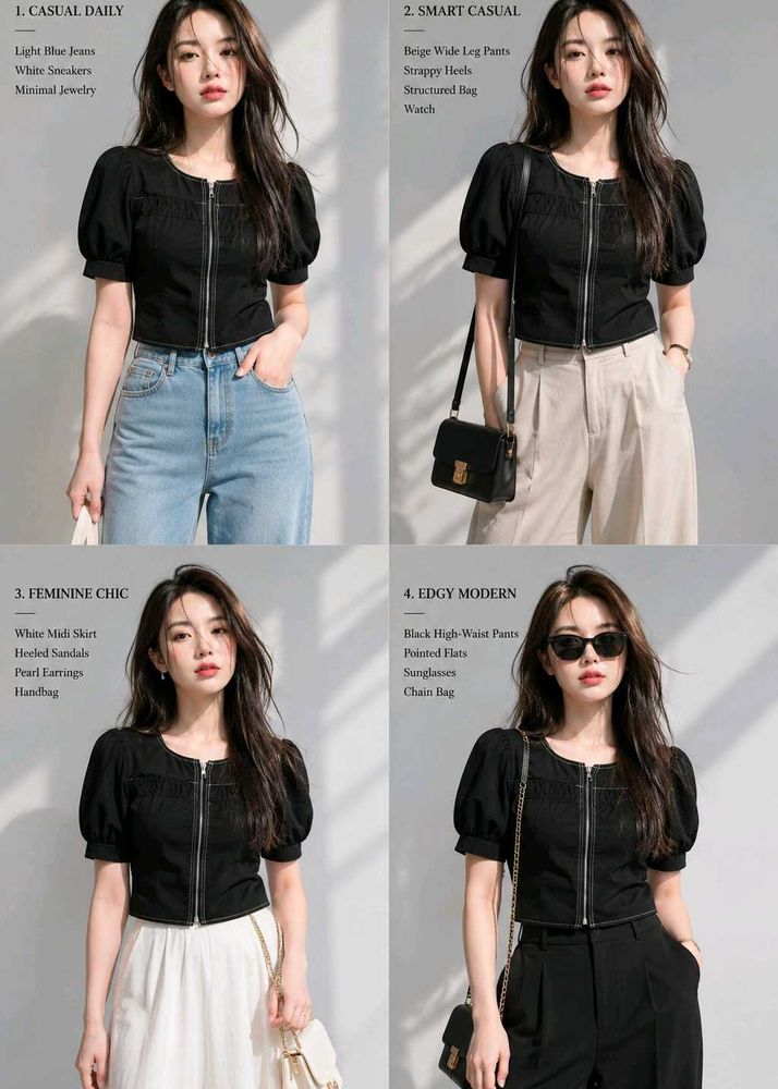 Chic Black Zipper Top 🔴FREE DELIVERY 🔴