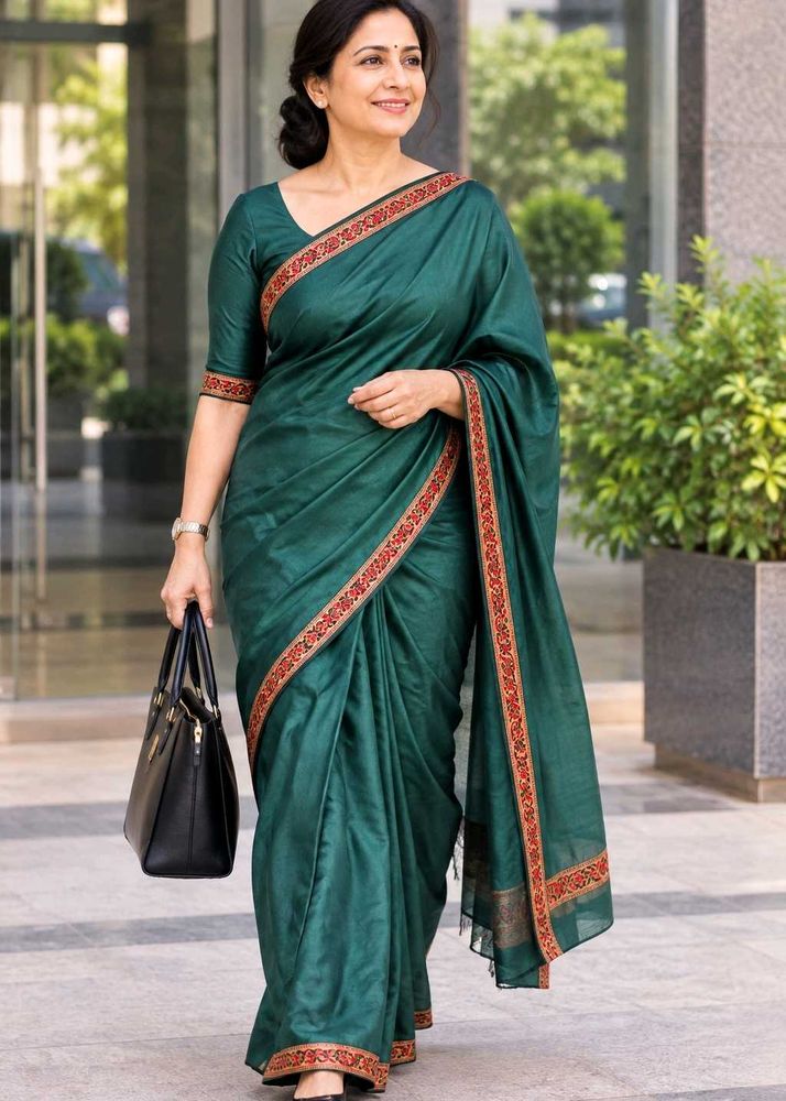 green silk saree
