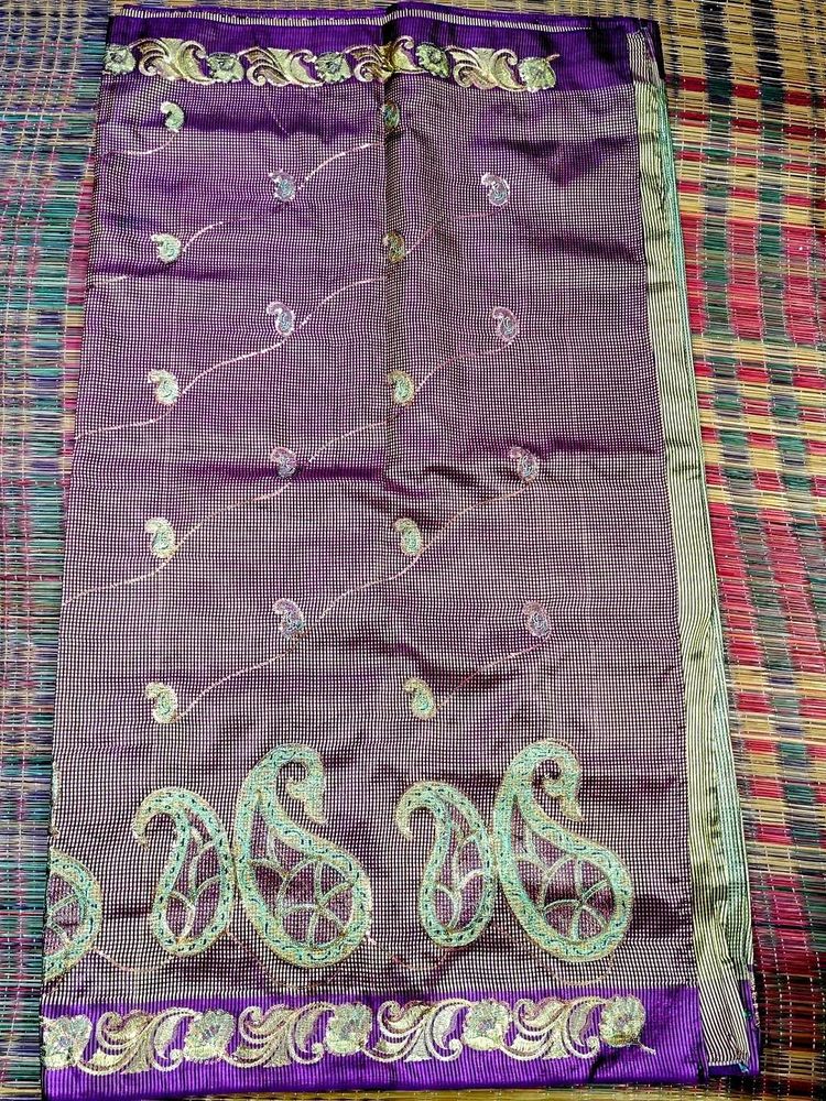 Elegant Purple Embroidered Saree