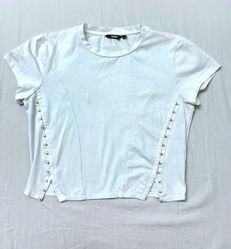 White Corset Detail T-Shirt