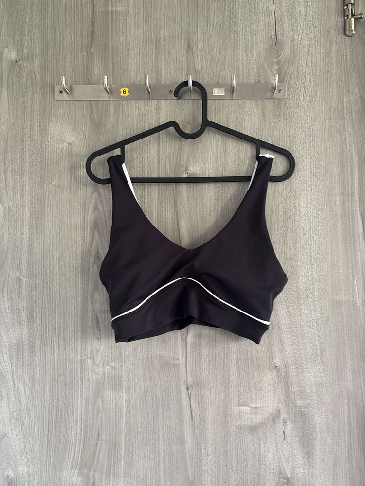 Black Sports Bra with White Trim