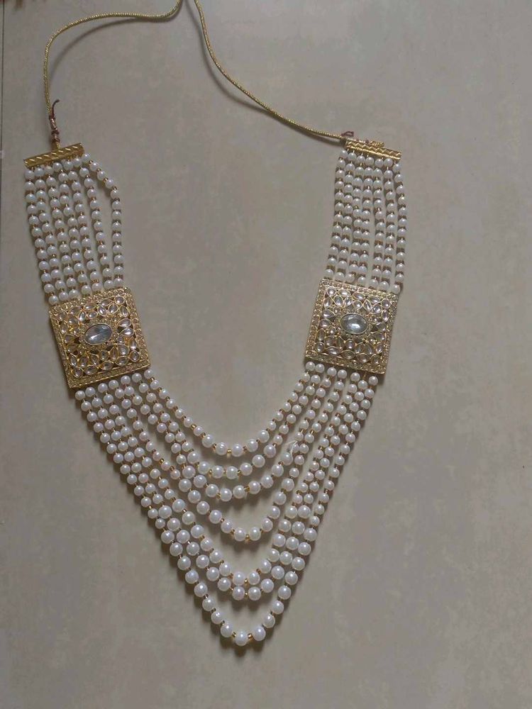 Elegant Pearl &amp; Gold groom bridal necklace