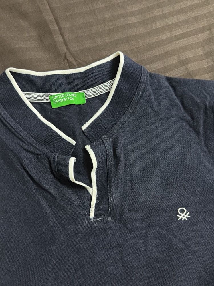 Benetton Navy Blue Polo Shirt