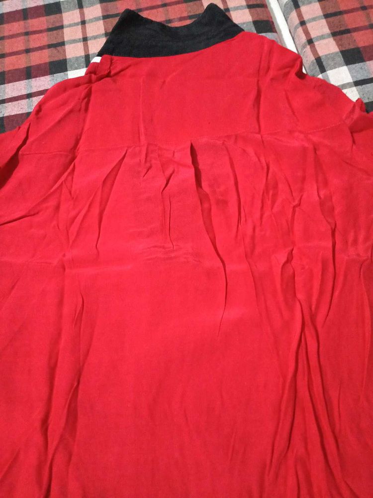 Vibrant Red Collared Top