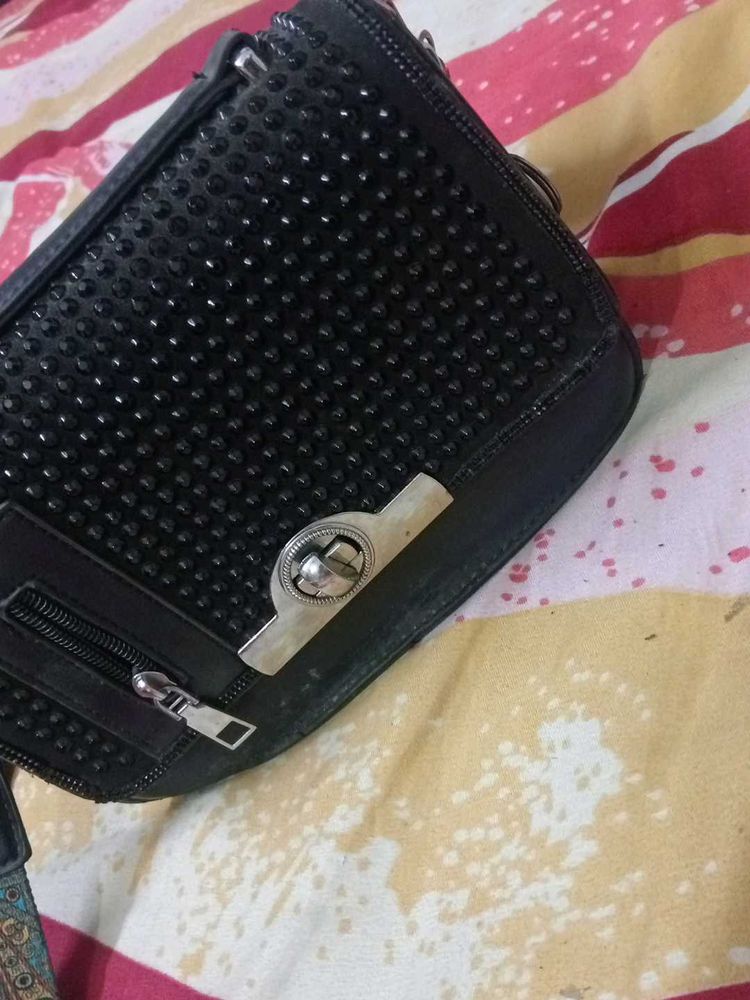 Stylish Black Studded Crossbody Bag