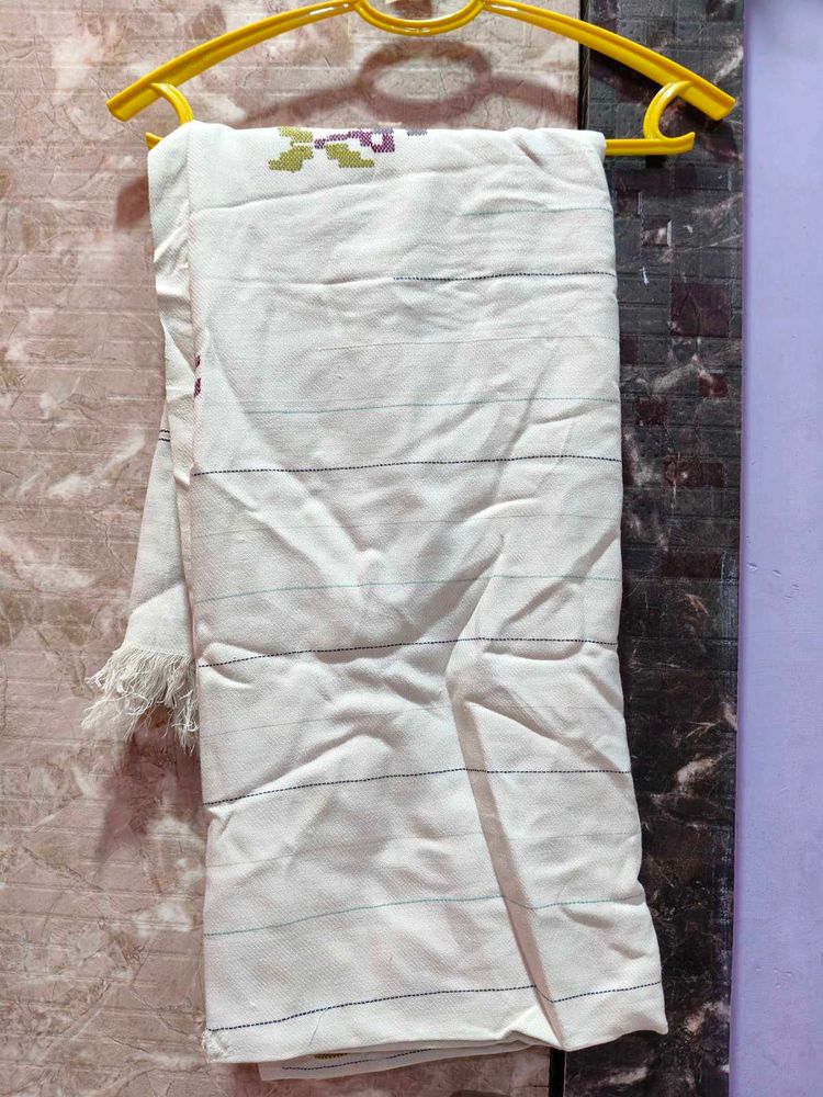 Shawl Elegant White Embroidered Dupatta