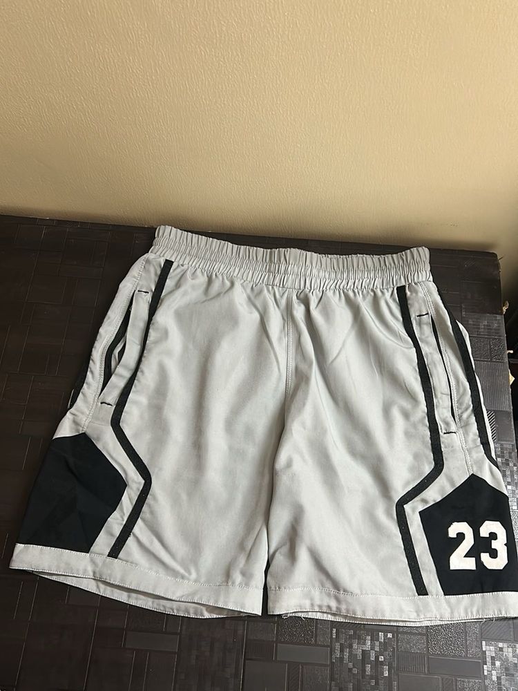 Grey Basketball Shorts with Number 23