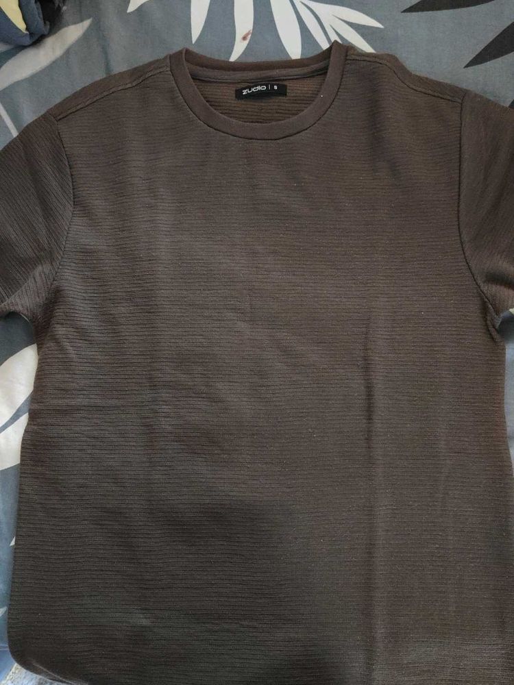 Men's Textured Brown T-Shirt