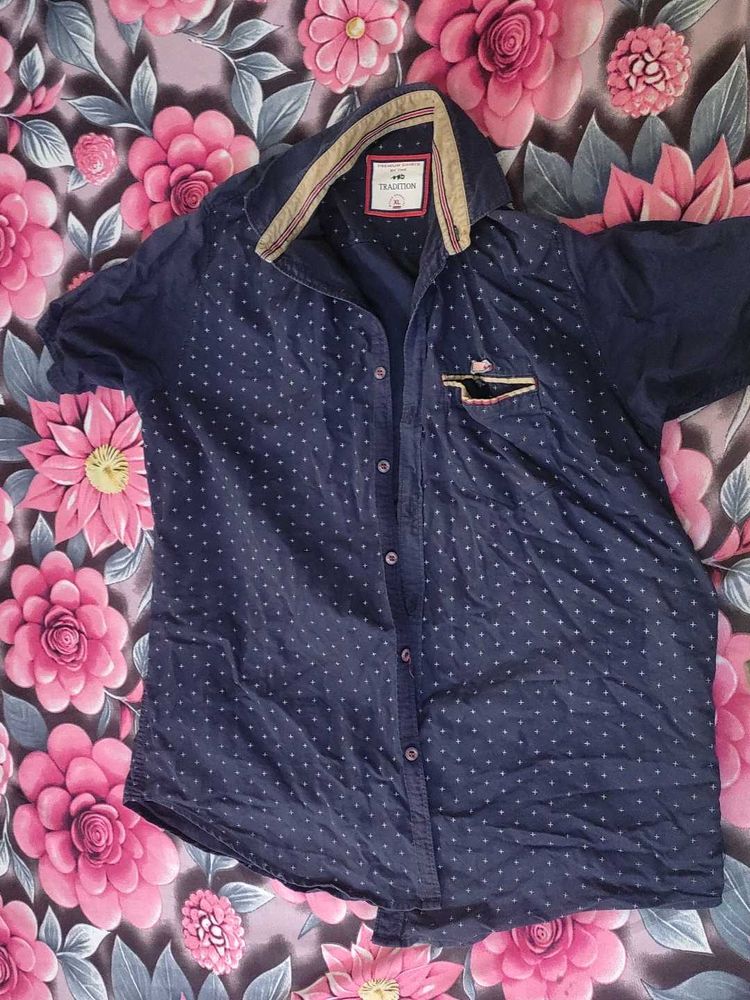 Men's Navy Polka Dot Shirt