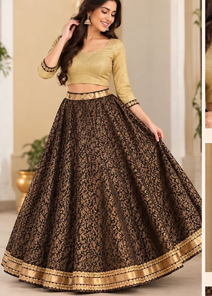 Beautiful black &amp; gold lehenga set with matching g