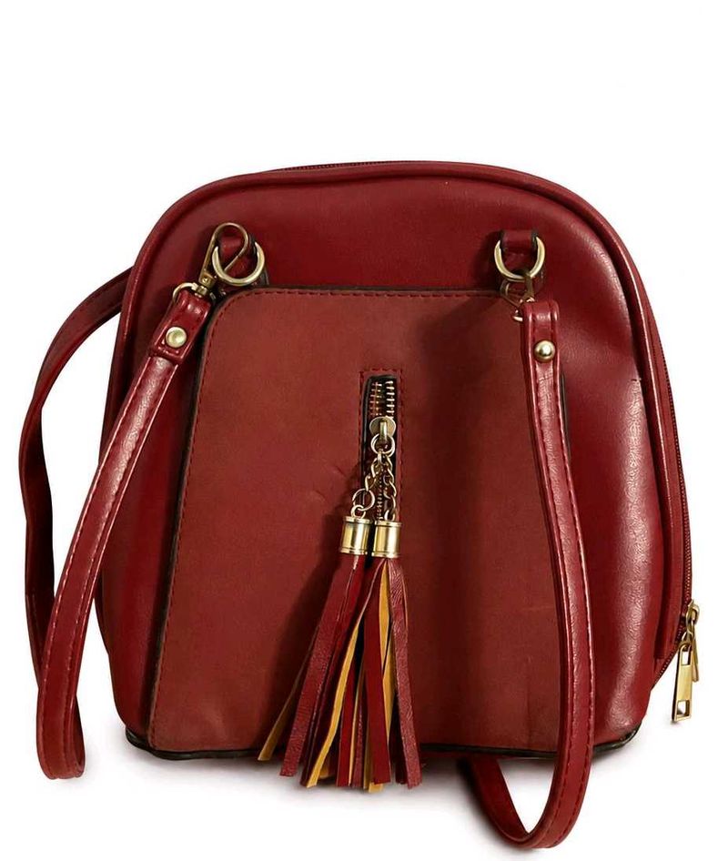 Red Handbag with Tassel Detail