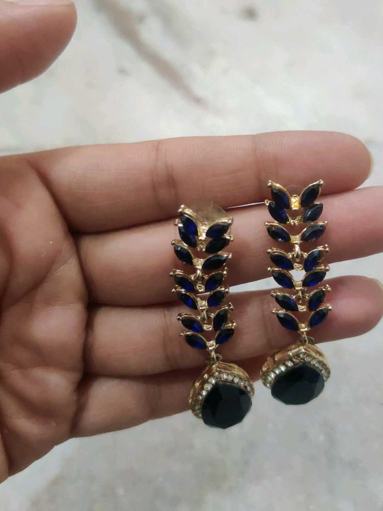 Elegant Blue Stone Drop Earrings