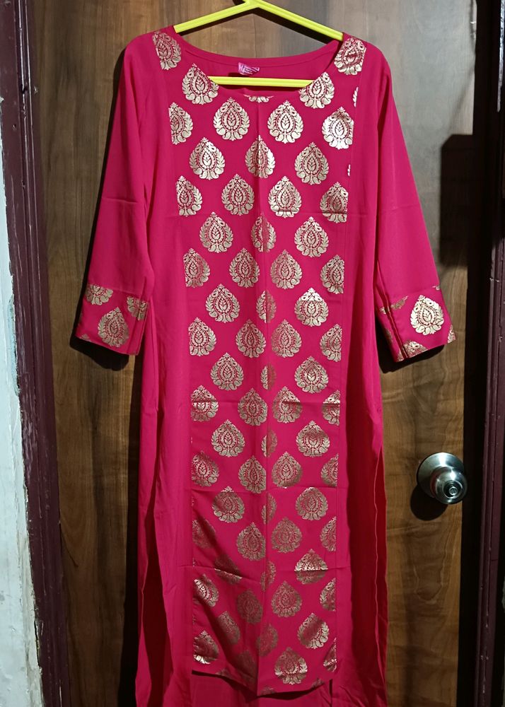 Pink &amp; Gold Print Kurti