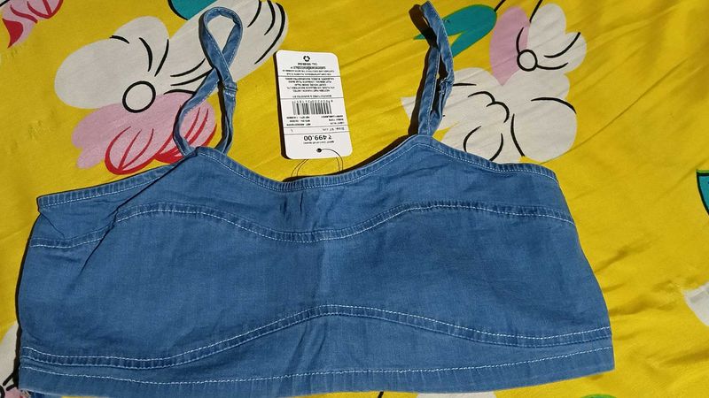 Denim Crop Top with Tags
