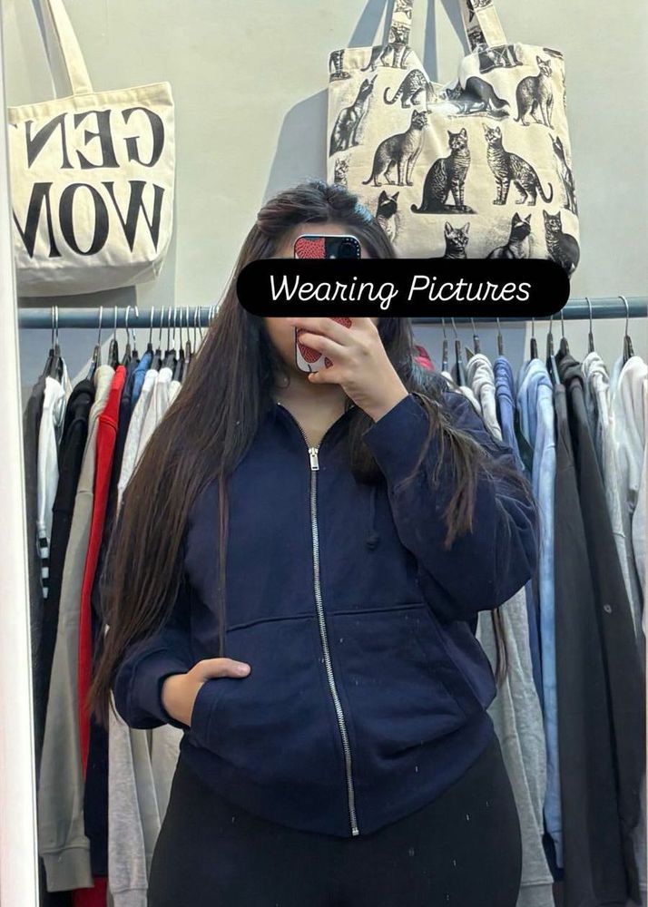 H&amp;M Navy Blue Zip-Up Hoodie