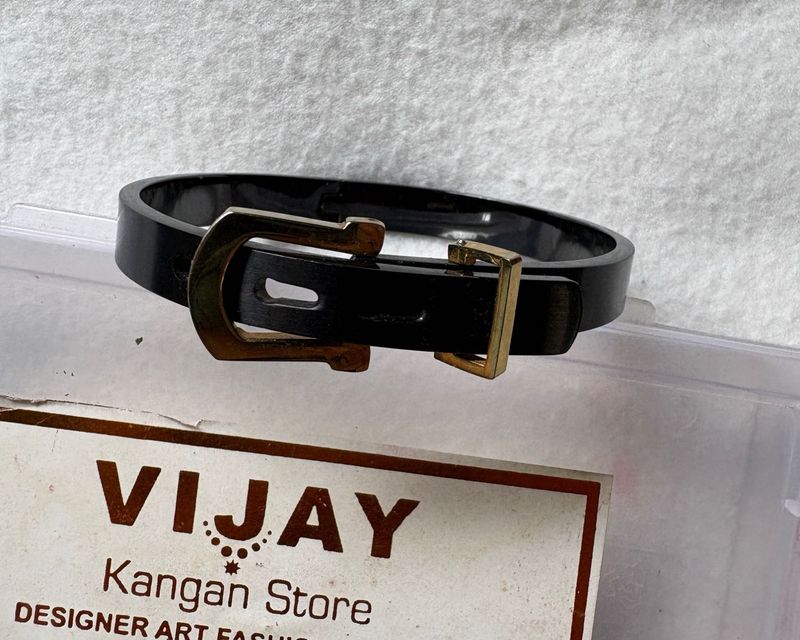 Stylish Black Belt with Gold Buckle